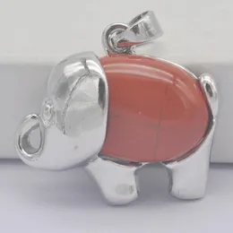 Collane con ciondolo Pietra rossa GEM Bead Elephant Animal Jewelry S3265