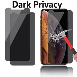 Ciemna prywatność szklana szklana ochrona ekranu dla nowego iPhone'a 15 14 13 12 Pro Max 7 8 Plus XR XS Max z pakietem Anti-Spy Protecy Film