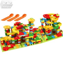 Small Particles Marble Race Run Block Variety Funnel Slide Track Building Blocks Sets Bricks DIY Kids Toys For Children Gifts Q062312i
