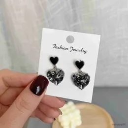 Charm Crystal Heart Earrings for Women Black Love Shape Statement Drop Party Jewets Gifts R230603