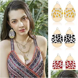 Dangle Chandelier Woman New Leopard Earrings Pu Leather Earring Water Droplets Exaggerated Alloy 3 Colors For Choose Drop Delivery Dhqxo