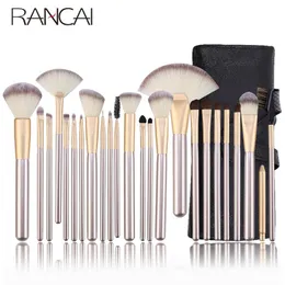 브러시 Rancai Procissional Makeup Brushes Set 12/18/24pcs 소프트 화장품 기초 분말 홍당무 아이 라이너 아이 섀도우 가방 도구가있는 브러시