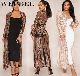 Casual Dresses WEPBEL Women039s Dress Embellished Gatsby Art Sexy Sequin Perspective Long Coat Open Front Maxi6759158