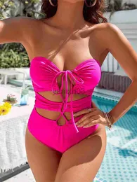 Costumi da bagno da donna Nuove donne sexy Bikini Allacciatura Halterneck Backless Solid Slim Summer Swimming Bathing Halter Criss Cross Costume da bagno Vendita calda J230603