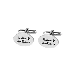 Manschettlänkar Gift Tuxedo Stylish Cufflinks Sier Plated Oval Handstamped Father of the Groom Bride French Shirt smycken Drop de Dhfd3