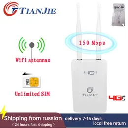 Modems TIANJIE 150Mbps Sim Card Unlimited Network Cards 4G Wi Fi Router Unlocked LTE Modem WIFI Outdoor Router Waterproof WIFI Antennas