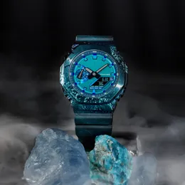 Sports Quartz Digital GM 2100 Usisex Watch Original Shock Watch Full ميزة Blue Alloy LED DIAL DIAW DIATH WORLL TIM