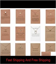 Cr Jewelry New Arrival Dogeared Necklace With Gift Card Elephant Pearl Love Wings Cross Key Zodiac Sign Compass Lotus Pendant For8472282
