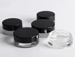 3g 5g Clear Eye Cream Jar Bottle Vacío Glass Lip Balm Container Wide Mouth Cosmetic Sample Jars con Black Cap4267531