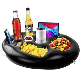 Air Inflation Toy Summer inflatable floating beer beverage cooler table water game floating beer tray party bucket cup holder swimming pool party