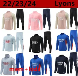 22 23 24 Lyon Custom Soccer Courcer Tracksuit Stack Stack Stupment 23 23 Men and Kids Lyonnis L.Paqueta ol Aouar Football Training Suits Troughing