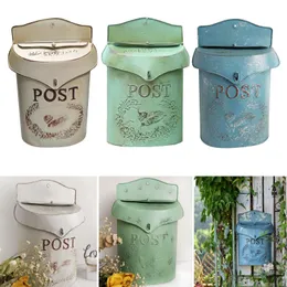 Garden Decorations Retro Rural Wall Mounted Mailbox Farmhouse Metal Post Letter Box 230603