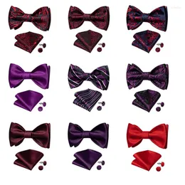 Bow Ties Retro Bowtie For Men Self-Ties Set Exquisite Cravat Mens Tie Accessories Burgundy Wine Red Color Paisley Butterfly Knot Gift