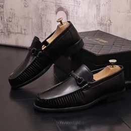 Mens klänningskor Metal Buckle Loafers Wedding Casual Shoes Banketskor Zapatos de Novio Size US 6-9