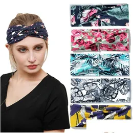 Pannband 80 Styles Cross Vintage Elastic Head Wrap Stretchy hårband Twisted Cotton Stylish Hairbands Hair Accessories Drop Deliver Dhb8e