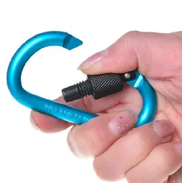 Aluminium karabiners camping utomhus aluminiumlegering d skruvlås carabiner clip krok camping nyckelchain skruvlås snäppklipp krokar