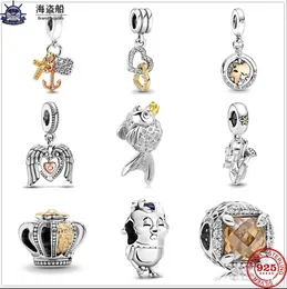 Для Pandora Charms Authentic 925 Серебряные бусины свисают на шарм, сердечное водопровод