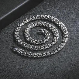 Chains Width 6 8mm Curb Cuban Link Chain Necklace For Men Women Punk Basic Stainless Steel Necklaces Silver Color Choker Jewelry294V