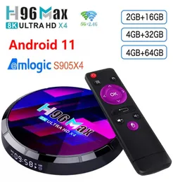 H96 max X4 Amlogic S905X4 TV Box Android 11 4GB 64GB 24G5G Wifi BT50 Support Voice Control USB30 Set TopBox9961933