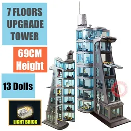 New 7 FLOORS Upgraded Iron Spider STARK Tower Industry Man Figures Fit Model Building Block Brick Kid Gift Toy Birthday Q1126269W