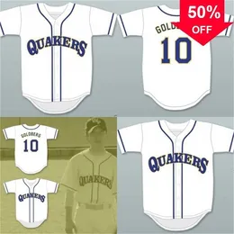 Xflsp gliamitness Adam Goldberg 10 William Penn Academy Quakers White Baseball Jersey Podwójne okręty mężczyźni Kobiet Młodzież