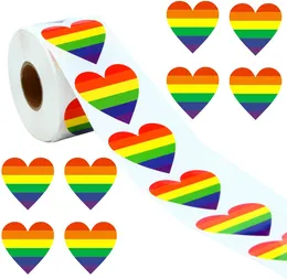 500 pçs Love Rainbow Labels Stickers Heart Shape Scrapbooking for Valentine's Day Gift Packaging Party Wedding Decoration Sticker