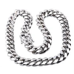 High Quality Miami Cuban Link Chain Necklace Men Hip Hop Gold Silver Necklaces Stainless Steel Jewelry273q