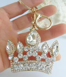 Keychains Goldtone Crown Keychain Pendant Clear Rhinestone Crystal K05050C8