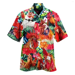 Men's Casual Shirts Short Sleeve For Male Summer Flowers Slim Business Men Clothing Beach Roupas Masculinas