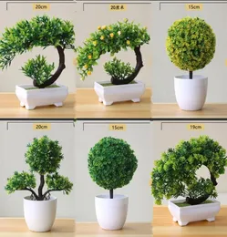 Artificial Plants Potted Bonsai Green Small Tree Plants Fake Flowers Potted Ornaments for Home Garden Decor Party el Decor9838996