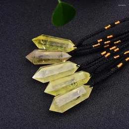 Pendant Necklaces Real Double Point Quartz Necklace Fortune Citruine Mysterious Energy Wand Crystal Stone Hexagonal Prism Woman Jewelry
