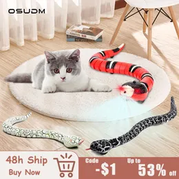 Toys Osudm Automatic Sensing Snake Cat Toys Smart Interactive Tease Cats Toy Electric Training Kitten Usb Rechargeable Pet Acessorios