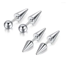 Brincos de pino 1 par de brincos masculinos de aço inoxidável punk orelha longa espiga cone barra piercing na cartilagem tragus