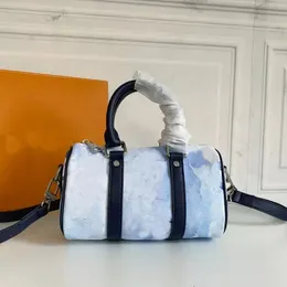 Akvarellkudde påse kvinnor handväska totes crossbody väskor klassisk bokstav gammal blomma tie-dye färg justerbar axel rem topp handtag mini rese duffle