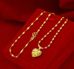 Fashion Real 18K Gold Necklace Pendant for Women Wedding Engagement Jewelry Love Heart Chain Necklace Choker Birthday Gifts Girl 21639483