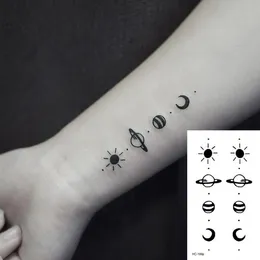 Tattoos 1 PC Geometrischer Planet Mode Frauen Temporär Tattoo Aufkleber Schwarz Rosen Design Blumenarmkunst Kunst großer falscher Tattoo Aufkleber