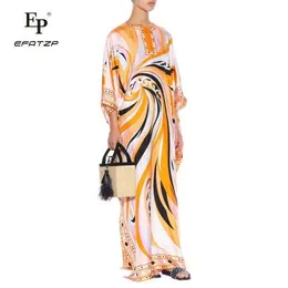 لباس Efatzp للسيدات الجديد الفضفاضة الكود اللباس اللباس النسائي على الطراز اليوناني أزياء الطباعة الحرير الفستان الطويل