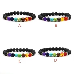 Charm Bracelets 8Mm Natural Lava Rock Stone Beads 7 Chakra Bracelet Volcanic Aromatherapy Essential Oil Diffuser Drop Delivery Jewelr Dhhmx
