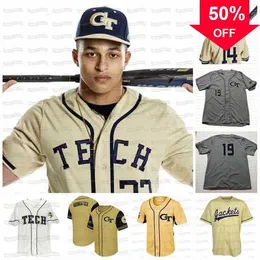 XFLSP GLAC202 Tech Yellow Jackets ACC Custom Baseball Jersey Stiched Имя и номер быстрая доставка высокое качество