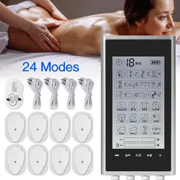 Produtos 4 canais de saída multifuncional 24 modos EMS eletroestimulador muscular profissional fisioterapia dezenas máquinas almofada de alívio da dor