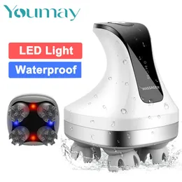 Relaxamento youmay 4d cabeça elétrica massageador sem fio massagem do couro cabeludo à prova dwaterproof água corpo pescoço tecido profundo amassar massagem promover o crescimento do cabelo