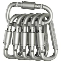 Utomhussäkerhetspänne Aluminiumlegering D Shape Climbing Button Carabiner Snap Clip Hook Keychain Carabiners Camping Vandring Hållbara krokar