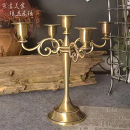 Castiçais Suporte de castiçal retrô 5 suportes jantar à luz de velas presente de casamento decoração de casa festa candelabro de natal