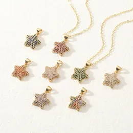 Золотые звездные подвесные ожерелья с ослепительной кубической цирконией для женщин Пара Пентагон-Звезда Летние ювелирные украшения
