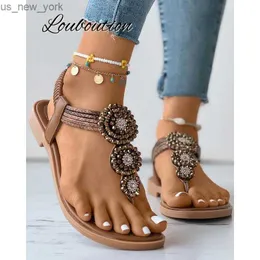 New Women Summer Sandals Bohemian Slip on Ladies Fashion Shoes Clip Toe Thual Comfortbale Flats Resort Beach Females Shoes L230518