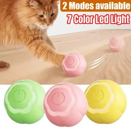 Toys Upgrade Smart Interactive Cat Ball 7 Color Led Quiet Durable Automatic Rolling for Kitten Pet Rechargeable Electric Cat Toy Gift