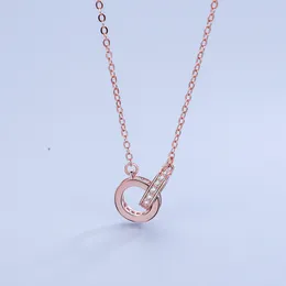 necklaces women diamond chain men jewelry diamond necklace Fashion Necklace Double ring pendant 316L titanium wedding ornaments diamond pendant fancy dress gift