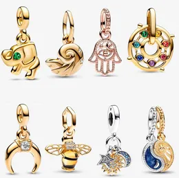 2023 new 925 silver Sparkling Bee Dangle Charms for Women Engagement Wedding Designer Jewelry gift DIY fit Pandora ME Skull Mini pendant necklace bracelet