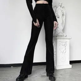 Capris Lucy ver Retro Street Clothing Flash Black Y2K Gothic Velvet High Waist Tights Women's Spring Summer Casual Pants P230602