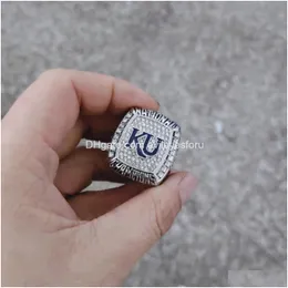 Cluster Rings Fashion Souvenir 2008 Kansa S Jayhawk Basketball National Championship Bag Parts Drop Delivery Jewelry Dh9Rt